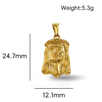 18K Gold Plated Stainless Steel Jesus Pendant - Classic Hip Hop Style, Ideal Men's Gift for Daily Wear