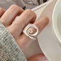 925 Sterling Silver Frosting Geometry Ring | Textured Wide Band for Women