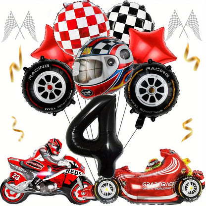 12pcs Racing Car Balloon Birthday Set | Party Decor for Boys