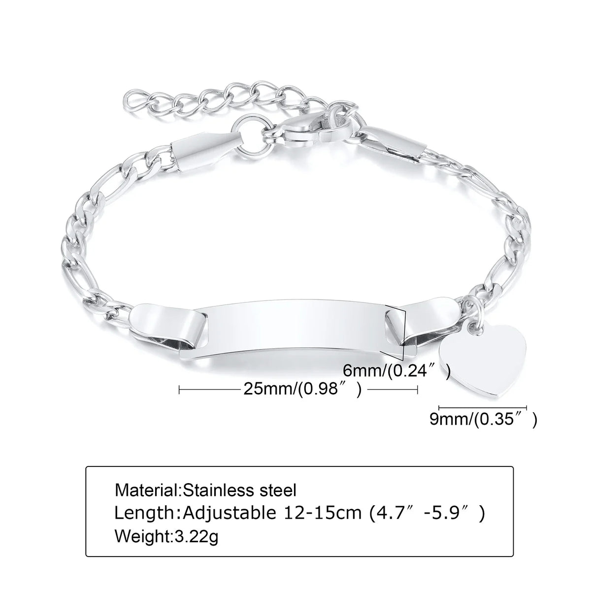 Custom Personalized Name ID Bracelet Gilrs Boy Gifts, Stainless Steel Curb Chain Link Crown Bracelet Not Allergic