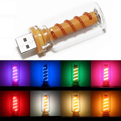 5V USB LED Spiral Filament Touch Dimming Bulb | Retro Night Light Atmosphere Lamp