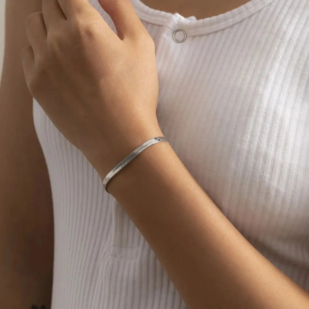 COLALA Simple Boutique Jewelry Stainless Steel Flat Snake Chain Bracelet Adjustable Women's Accessories Wholesale No Color Fadin