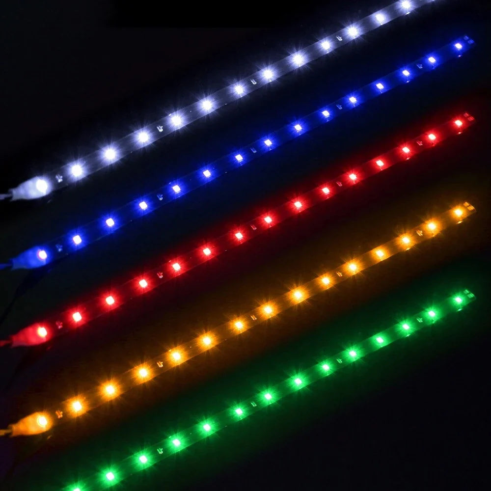 LED Car Strip Light 30cm 12V Waterproof | 2-Pack Neon Atmosphere Lamp for Interior Car Decor