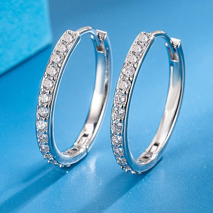 925 Sterling Silver 8/12/16/20MM Zircon Hoop Earrings For Women Wedding Engagement Luxury Jewelry Accessories Money 925
