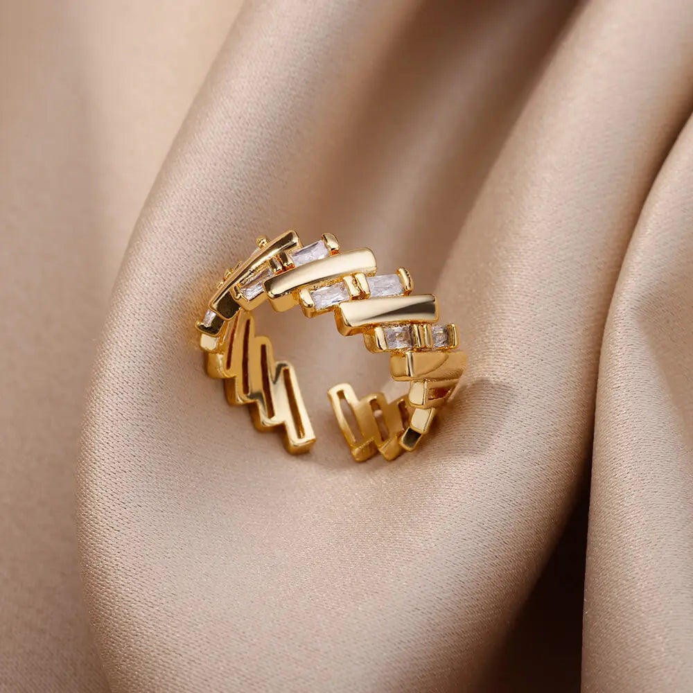 Fashion Zircon Heart Birthstone Rings For Women Stainless Steel Gold Color Birthstone Ring  Aesthetic Wedding Jewelry Gift