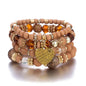 4Pcs Boho Crystal Beads Chain Bracelet Set For Women Vintage Heart Charm Elastic Bangle Female Fashion Party Jewelry