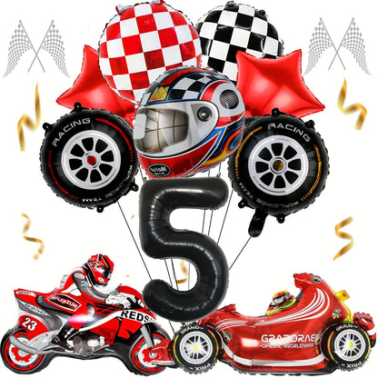 12pcs Racing Car Balloon Birthday Set | Party Decor for Boys