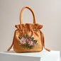 ZTBBAO Embroidered Flower Bucket Bag | Small Top Handle Handbag for Women