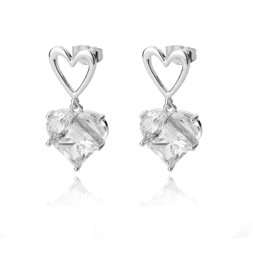 Zircon Heart Pendientes Earring For Women Stainless Steel Gold Color Piercing Earring 2025 Trend Jewelry aretes Accesorios mujer