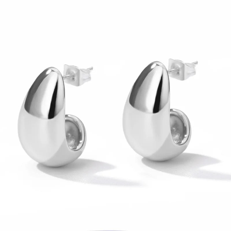 Chunky Drop Hoop Earrings for Women Stainless Steel Gold Color Piercing Earring 2024 Trend New In Trend Jewelry aretes mujer