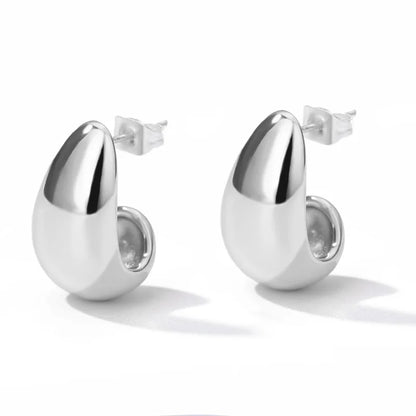 Chunky Drop Hoop Earrings for Women Stainless Steel Gold Color Piercing Earring 2024 Trend New In Trend Jewelry aretes mujer