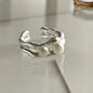 PANJBJ 925 Sterling Silver Pearl Irregular Ring | Women Shell Overlapping Hollow Sweet Design Jewelry