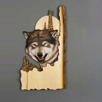 Handmade Cool Animal Carving Handcraft Wall Hanging Decoration Sculpture Wood Raccoon Bear Deer Hand Painted Home Room 13CM*20CM