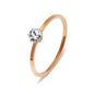 Stainless Steel Single CZ Ring Simple 1mm Thin Wedding Band for Women Girl Size 3-10