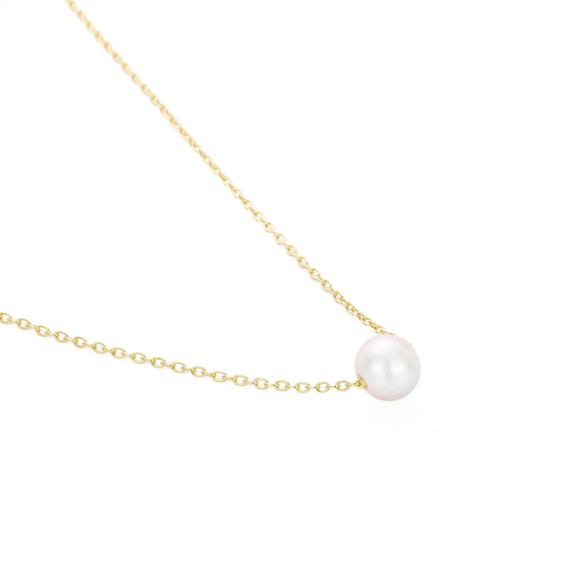 4MM Simulated-pearl Pendant Necklace for Women Dainty Stainless Steel Gold Color Necklace Women