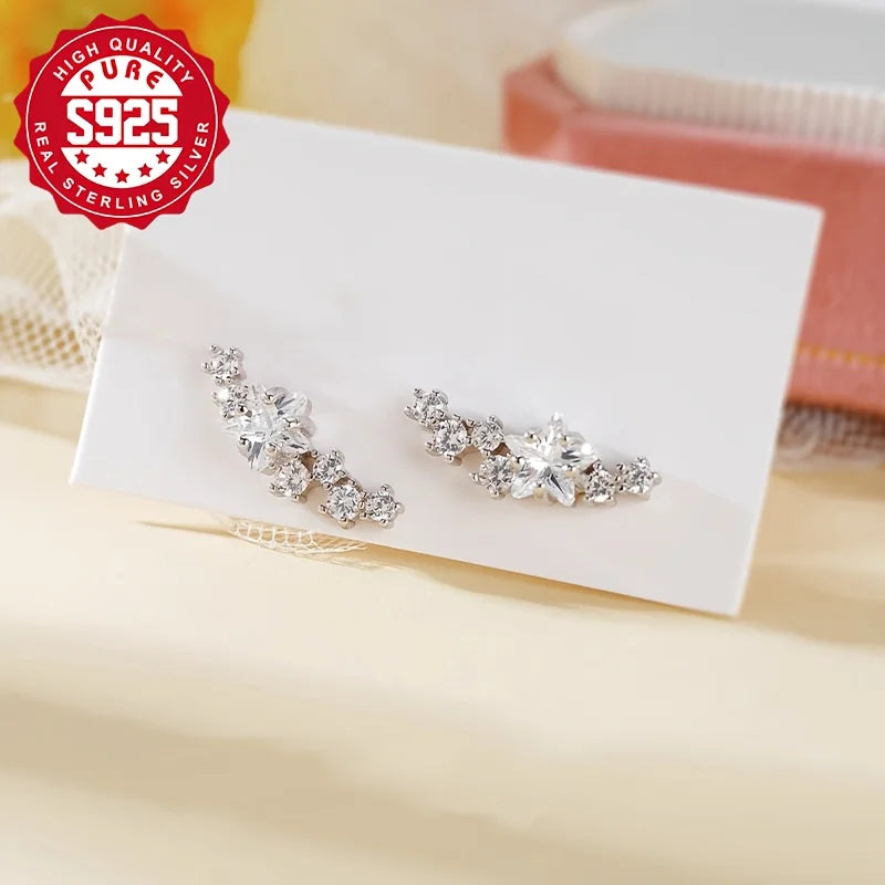 S925 Silver Stud Earrings, S925 Silver, Glittering, Glittering, Glittering, Glittering, S925 Silver