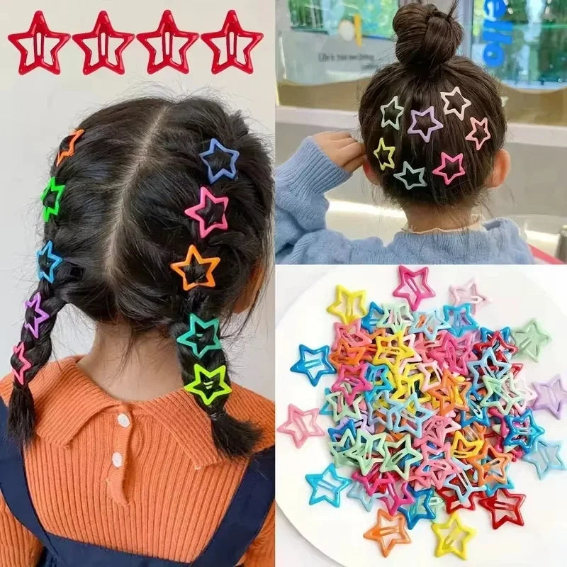 5/30/50/70Pcs/set Mixed load Y2K BB Solid Star Hairclips Colorful Sweet Star Barrettes ersatile Metal Snap Clip Accessories