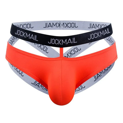 Jockmail Ice Silk Jockstrap Men Underwear Sexy Harness Thong G String Leg Ring Bondage Lingerie Hombre Strap Panties T-back