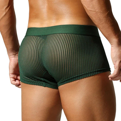 SEOBEAN New Men's translucent Boxer Brief Underwear Comfortable polyester Boxer Shorts for Men