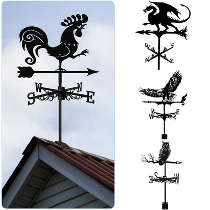 Metal Weather Vane Rustproof Cartoon Animals Sea Rover Wind Direction Indicator for Outdoor Patio Roof Gardens Decoration New