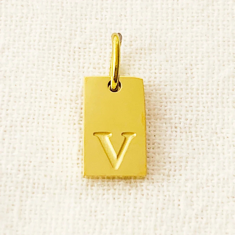 SUNIBI Alphabet Charm Pendant for Necklaces Stainless Steel Jewelry DIY Engraved Lettering Accessories Women's Fashion Jewelry