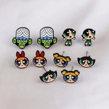 Cartoon Animal Stud Earrings | Cute Stainless Steel Pierced Jewelry for Women