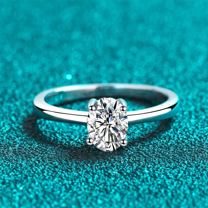 NeeTim 1ct Oval Cut Moissanite Ring for Women Engagement Wedding Lab Diamond s925 Sterling Silver with Gold Plated Rings Jewelry