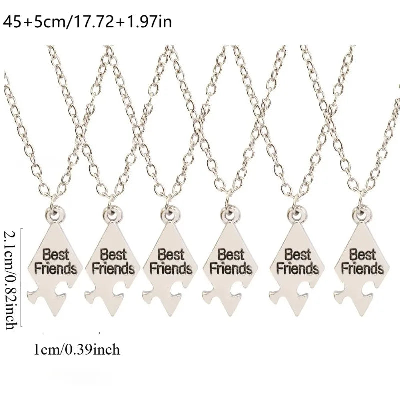 4/5/6/7/8 Pcs Unisex Alloy Best Friend Necklace Pendant Set Creative Trendy Fashion Necklace Jewelry gifts For Friend