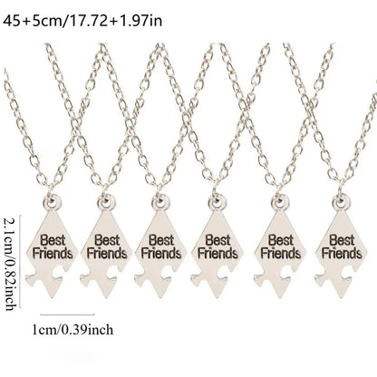 4/5/6/7/8 Pcs Unisex Alloy Best Friend Necklace Pendant Set Creative Trendy Fashion Necklace Jewelry gifts For Friend