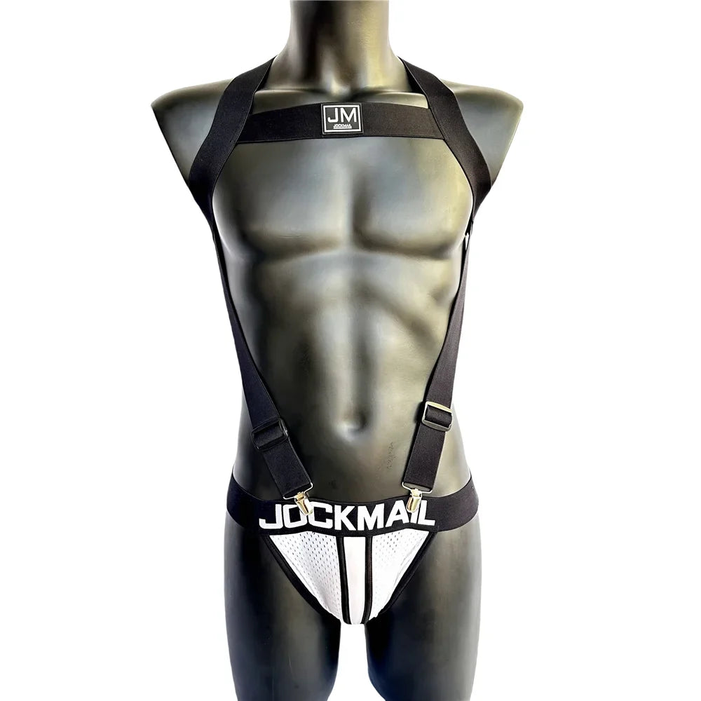 Sets Men's Sexy Nylon Jockstrap Underwear Bodysuit Suspender Jumpsuits Man Harness Gay Underwear Mens Lingerie Sissy Panties