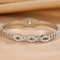 Fashion Stainless Steel Bracelet For Women Men Evil Eye Cuff Bangles Gold Plated Spring Buckle Lucky Amulet Jewelry Accessories