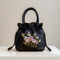 ZTBBAO Embroidered Flower Bucket Bag | Small Top Handle Handbag for Women