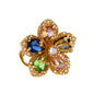 Luxury Colorful Zircon Flower Rings For Women Gold Color Stainless Steel Opening Ring Fashion Wedding Party Aesthetic Jewelry