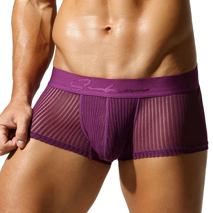 SEOBEAN New Men's translucent Boxer Brief Underwear Comfortable polyester Boxer Shorts for Men