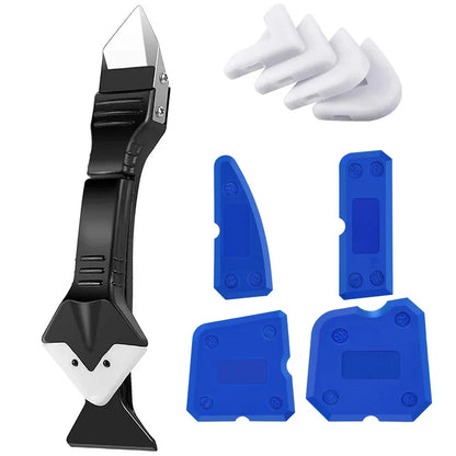5in1 Silicone Scraper Squeegee Glue Remover Tool Kit | Multifunctional Caulking & Grout Tool Set