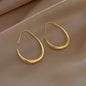 925 Sterling Silver Golden Ellipse Hoop Earrings For Women Ladies Wedding Engagement Female Jewelry Gift Money 925 Jewellery