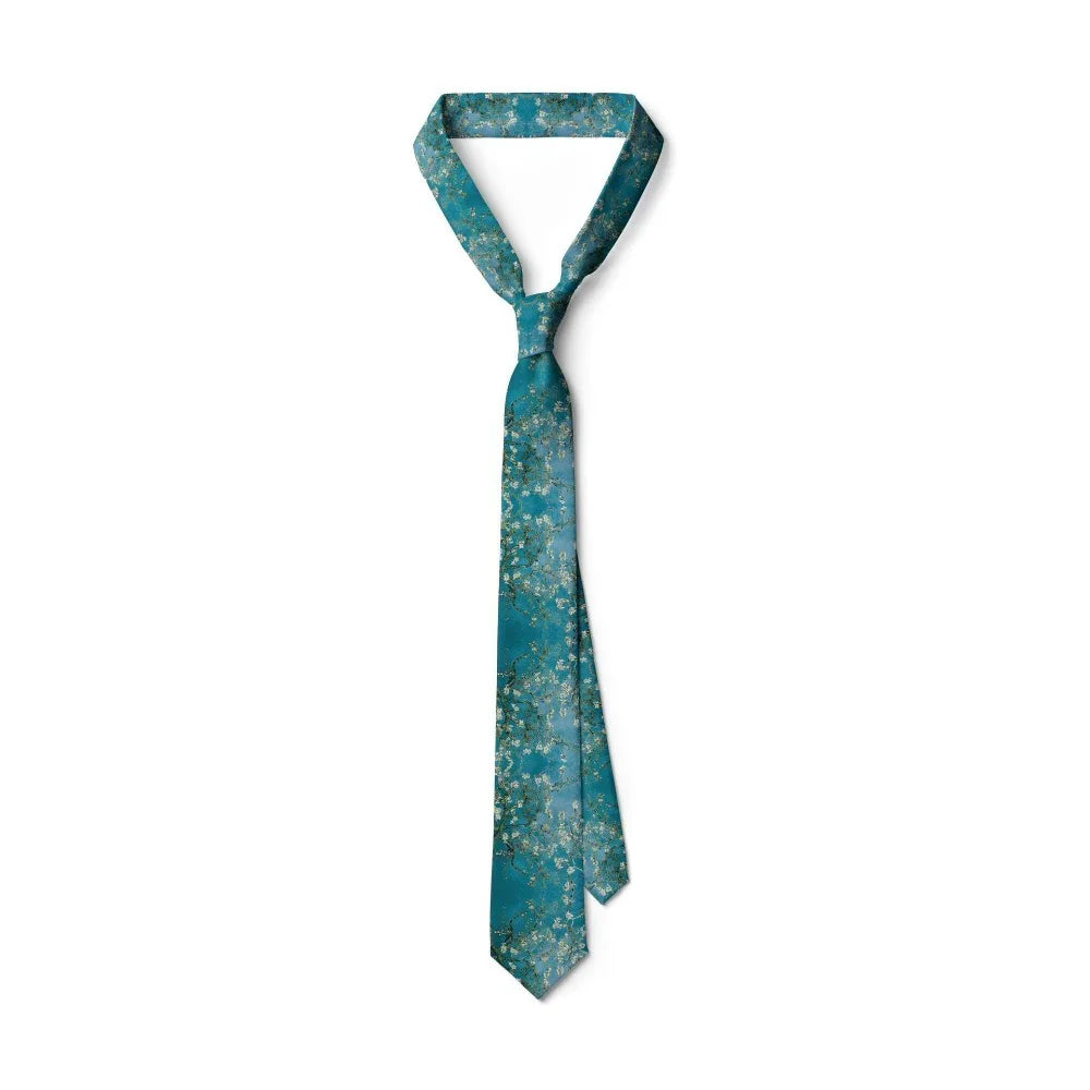 New Van Gogh Oil Painting Tie For Men Star Moon Night Retro Fun 8cm Wide Slim Necktie Accessories Daily Wear Wedding Party Gift