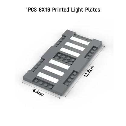 City Road Street Baseplate Building Blocks | Pedestrian Crossing Base Compatible with Major Brands