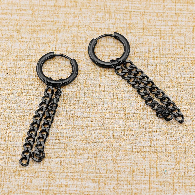 Vintage Punk Stainless Steel Stud Earrings for Men Women | 1 Pair Black Earrings Set