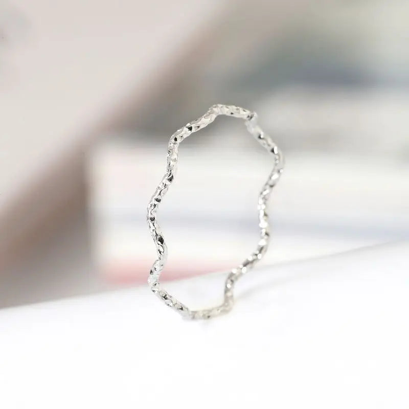 1mm Thin Stainless Steel Wave Design Ring Wedding Band for Women Girl Size 5-10