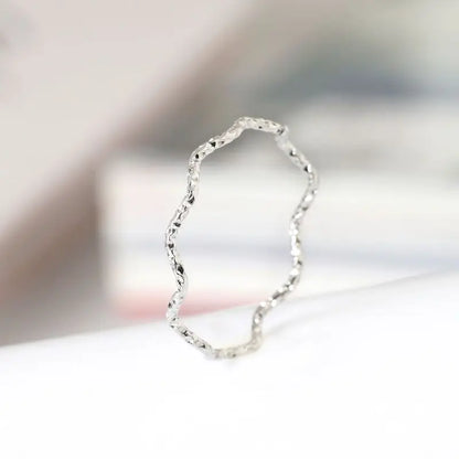 1mm Thin Stainless Steel Wave Design Ring Wedding Band for Women Girl Size 5-10