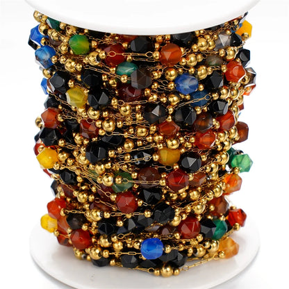 1Meter/Lot Mixed Stainless Steel Irregular Stone Beads Chains for Handmade DIY Necklace Bracelets Jewelry Making Accessories
