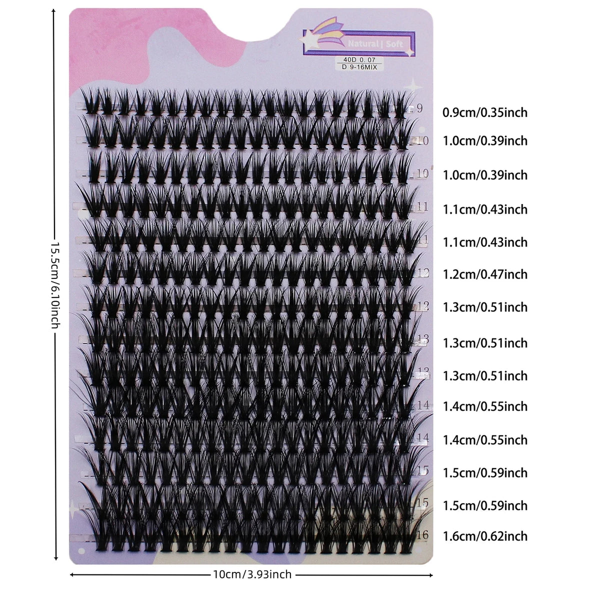 14 Rows 280 Clusters 40D Mix 9-16mm Cluster Lashes | Natural Thick Strip Eyelash Extensions