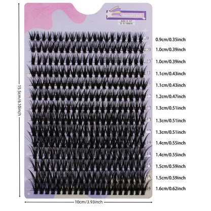 14 Rows 280 Clusters 40D Mix 9-16mm Cluster Lashes | Natural Thick Strip Eyelash Extensions