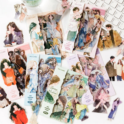 Yoofun 30pcs Cute Girl's Happy Life Character Stickers | Journaling Scrapbooking Planner Decor