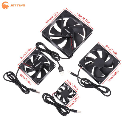 USB Brushless Cooling Fan 5V for Router TV Box Computer | 4 Size Options