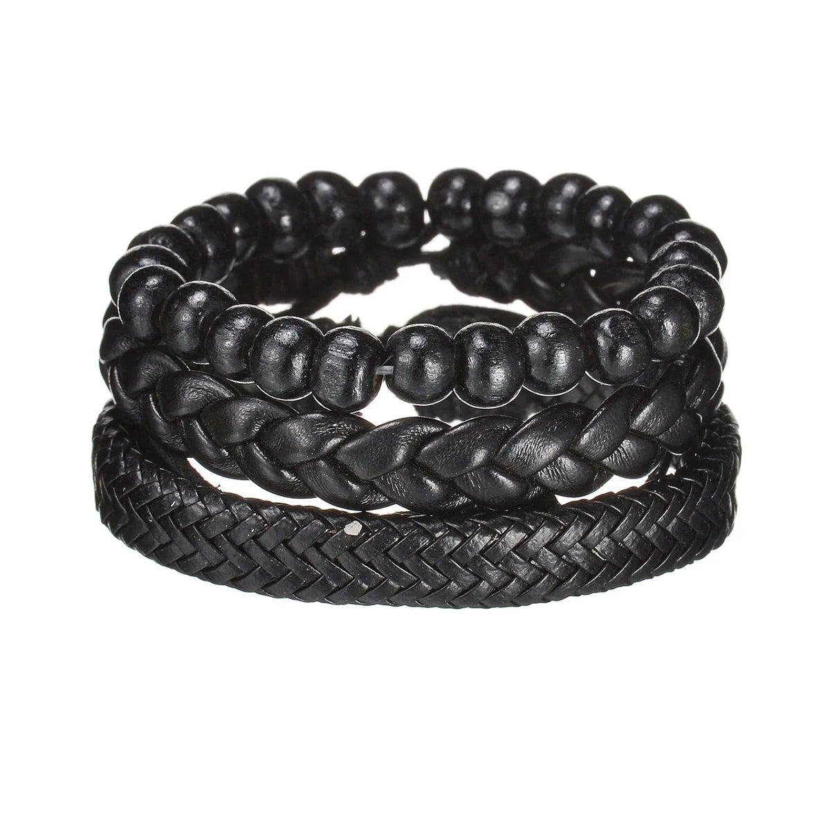 MeMolissa New Fashion Braided Wrap Leather Bracelets for Men High Quality Vintage Charm Wood Beads Ethnic Tribal Wristbands