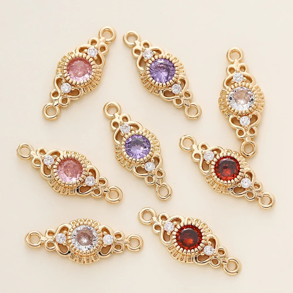 5/10Pcs/Pack 18K Gold Color Plated Metal Brass 2 Holes Oval Connector Pendants for DIY Necklace Jewelry Making Accessories