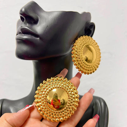 Gold Plated Earrings Jewelry for Women Weddings Design Circle Clip Earrings for Dubai Engagement Bride Luxury Hoop Earrings