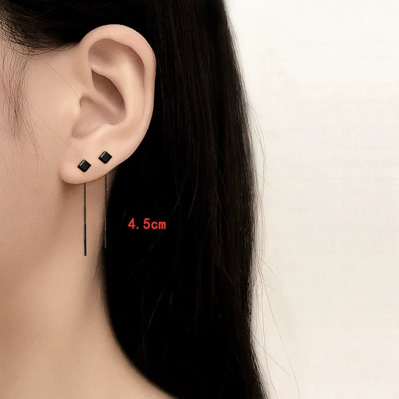 Ventfille 925 Sterling Silver Star Drop Earrings for Women | Simple Tassel Chain Office Jewelry